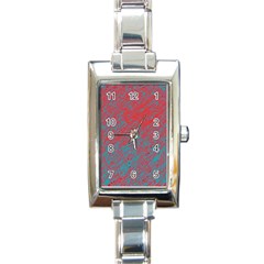 Red And Blue Pattern Rectangle Italian Charm Watch