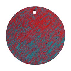 Red And Blue Pattern Ornament (round) 