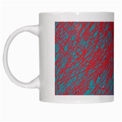 Red And Blue Pattern White Mugs