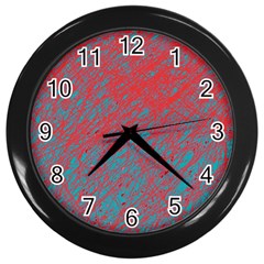 Red And Blue Pattern Wall Clocks (black)