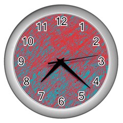 Red And Blue Pattern Wall Clocks (silver) 