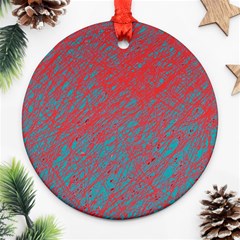 Red And Blue Pattern Round Ornament (two Sides) 