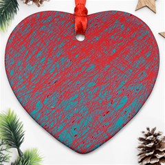 Red And Blue Pattern Heart Ornament (2 Sides)