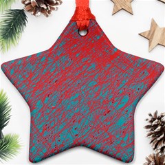 Red And Blue Pattern Star Ornament (two Sides) 