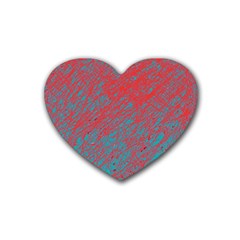 Red And Blue Pattern Rubber Coaster (heart) 