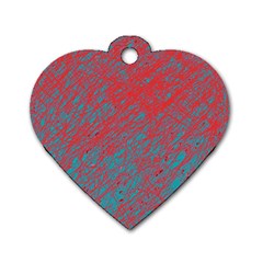 Red And Blue Pattern Dog Tag Heart (one Side)