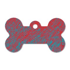 Red And Blue Pattern Dog Tag Bone (one Side) by Valentinaart