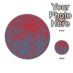 Red And Blue Pattern Multi-purpose Cards (round) 