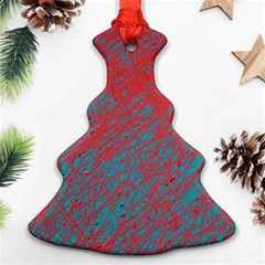 Red And Blue Pattern Ornament (christmas Tree) by Valentinaart