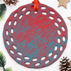 Red And Blue Pattern Round Filigree Ornament (2side)