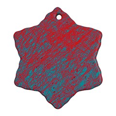 Red And Blue Pattern Snowflake Ornament (2-side) by Valentinaart