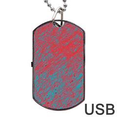 Red And Blue Pattern Dog Tag Usb Flash (two Sides) 