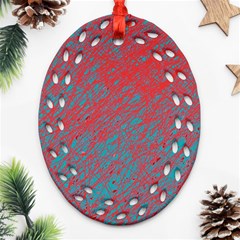 Red And Blue Pattern Oval Filigree Ornament (2-side) 