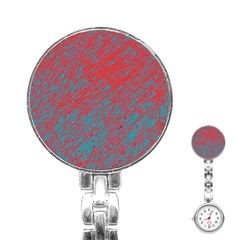 Red And Blue Pattern Stainless Steel Nurses Watch