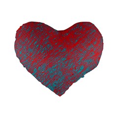 Red And Blue Pattern Standard 16  Premium Flano Heart Shape Cushions