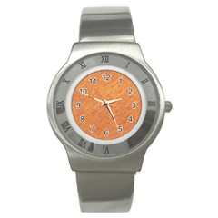 Orange Pattern Stainless Steel Watch by Valentinaart