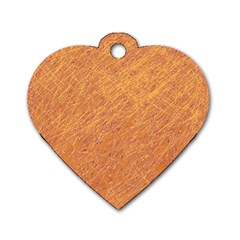 Orange Pattern Dog Tag Heart (two Sides)