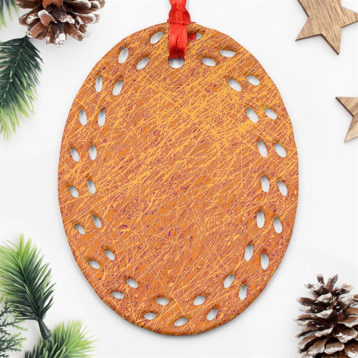 Orange pattern Oval Filigree Ornament (2-Side) 