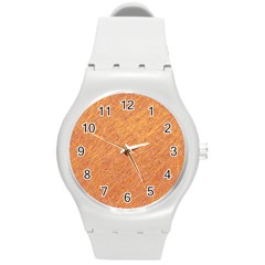 Orange Pattern Round Plastic Sport Watch (m)