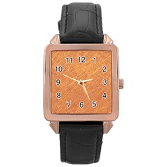 Orange Pattern Rose Gold Leather Watch 