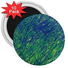 Green Pattern 3  Magnets (10 Pack) 