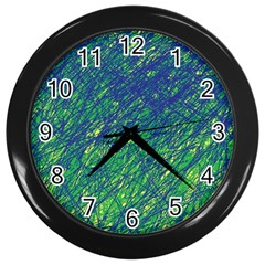 Green Pattern Wall Clocks (black)