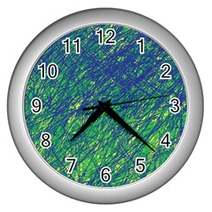 Green Pattern Wall Clocks (silver) 