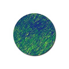 Green Pattern Rubber Round Coaster (4 Pack) 