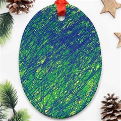 Green Pattern Oval Ornament (two Sides)