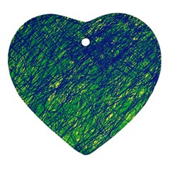 Green Pattern Heart Ornament (2 Sides)