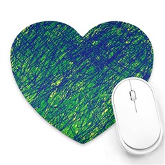 Green Pattern Heart Mousepads