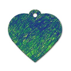 Green Pattern Dog Tag Heart (two Sides)