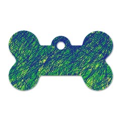 Green Pattern Dog Tag Bone (one Side)