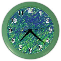 Green Pattern Color Wall Clocks