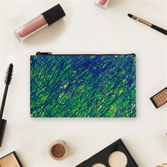 Green Pattern Cosmetic Bag (small)  by Valentinaart