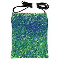 Green Pattern Shoulder Sling Bags by Valentinaart