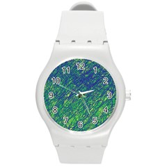 Green Pattern Round Plastic Sport Watch (m)