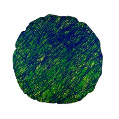 Green Pattern Standard 15  Premium Round Cushions