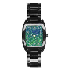 Green Pattern Stainless Steel Barrel Watch