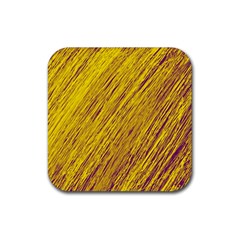 Yellow Van Gogh Pattern Rubber Coaster (square)  by Valentinaart