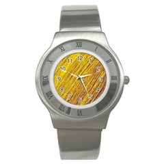 Yellow Van Gogh Pattern Stainless Steel Watch