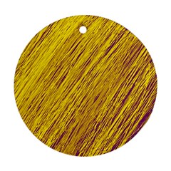 Yellow Van Gogh Pattern Round Ornament (two Sides) 