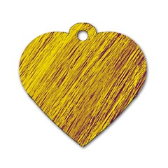 Yellow Van Gogh Pattern Dog Tag Heart (one Side)