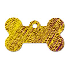 Yellow Van Gogh Pattern Dog Tag Bone (one Side)