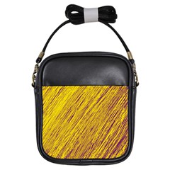 Yellow Van Gogh Pattern Girls Sling Bags