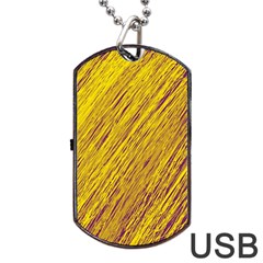 Yellow Van Gogh Pattern Dog Tag Usb Flash (one Side) by Valentinaart