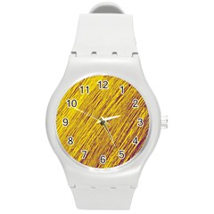 Yellow Van Gogh Pattern Round Plastic Sport Watch (m) by Valentinaart