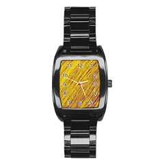 Yellow Van Gogh Pattern Stainless Steel Barrel Watch