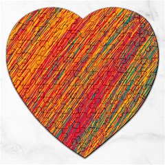 Orange Van Gogh Pattern Jigsaw Puzzle (heart)