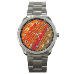 Orange Van Gogh pattern Sport Metal Watch